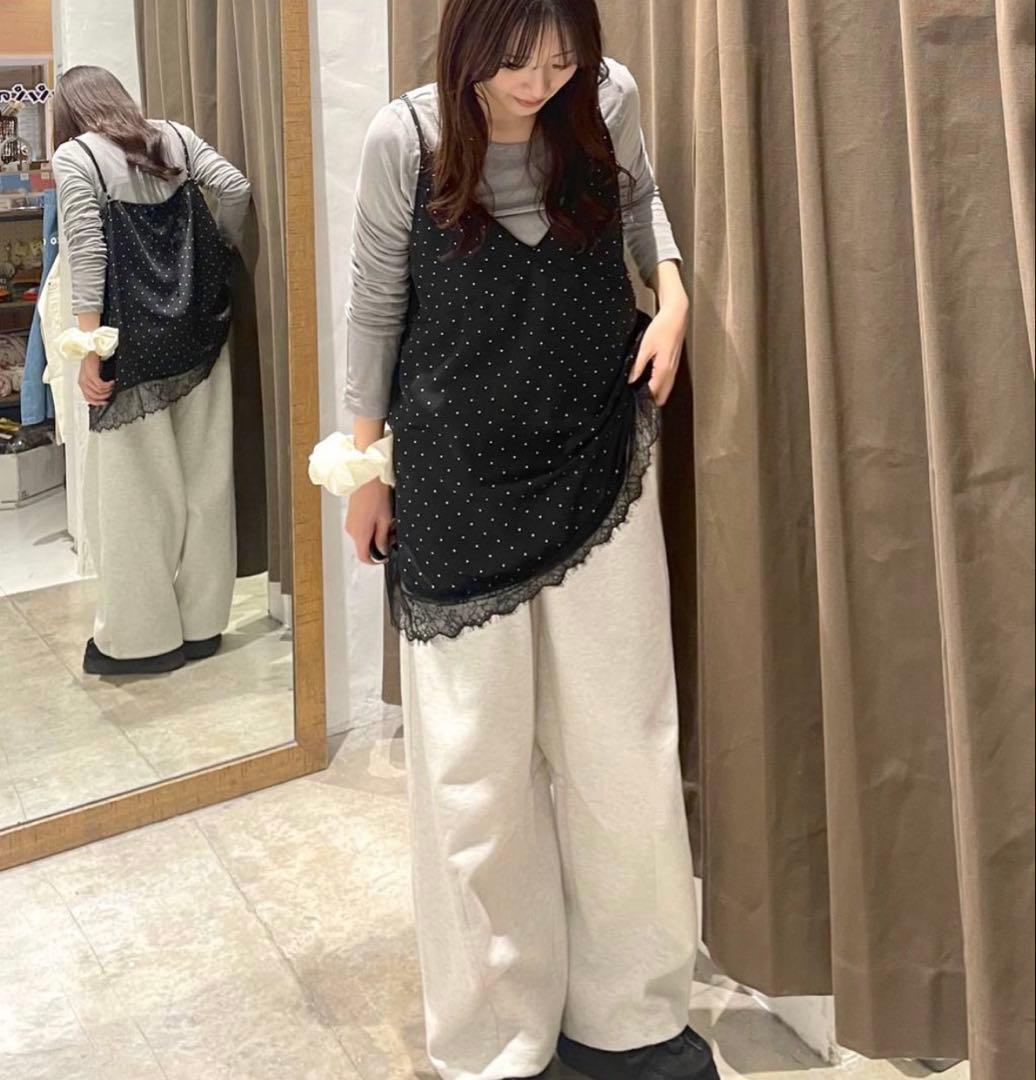 ニコアンドnikoand...新品未使用レーストリムキャミソール/ドット/完売色