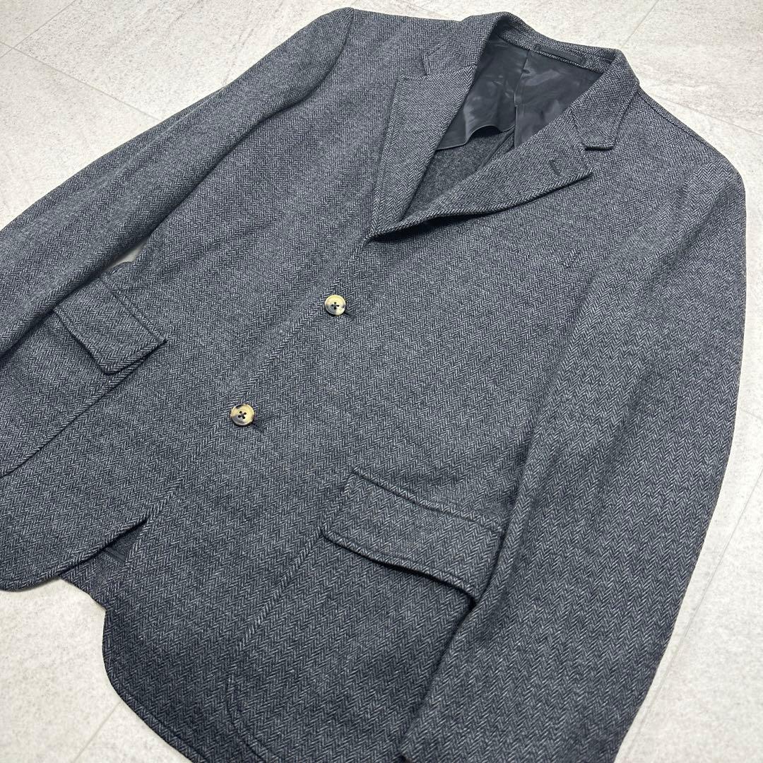 【VAN JACKET】テーラードジャケット ヘリンボーン ウール混 段返り L