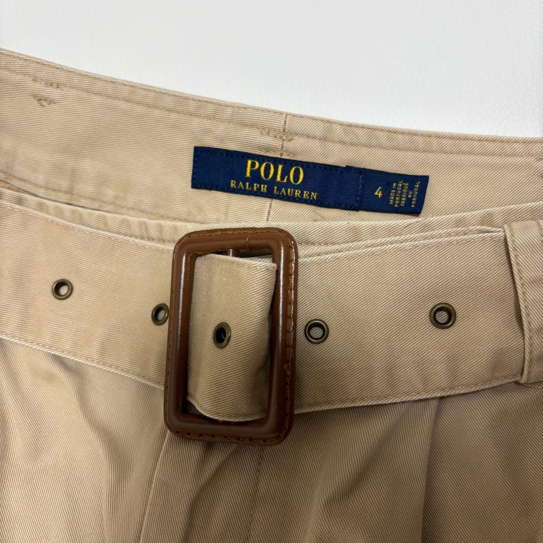 【POLO RALPH LAUREN】ベルト付ロングフレアスカート Mベージュ