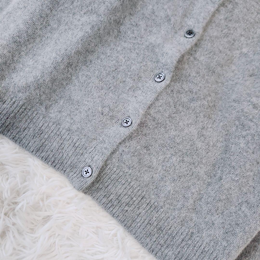 25AW フォックス カシミヤ ブレンド クルーネック カーディガン グレー