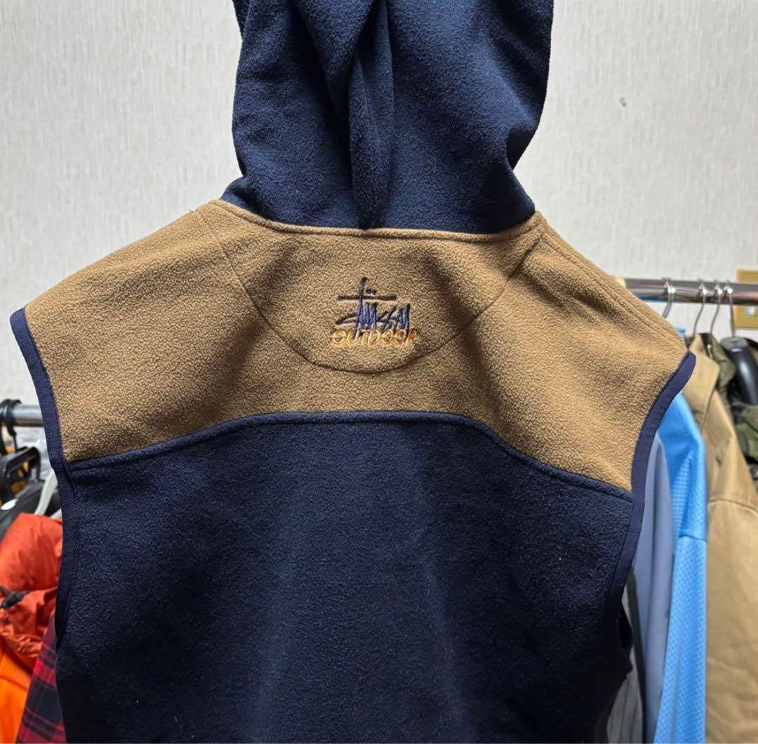 90s old stussy outdoor フリースベスト フード付き