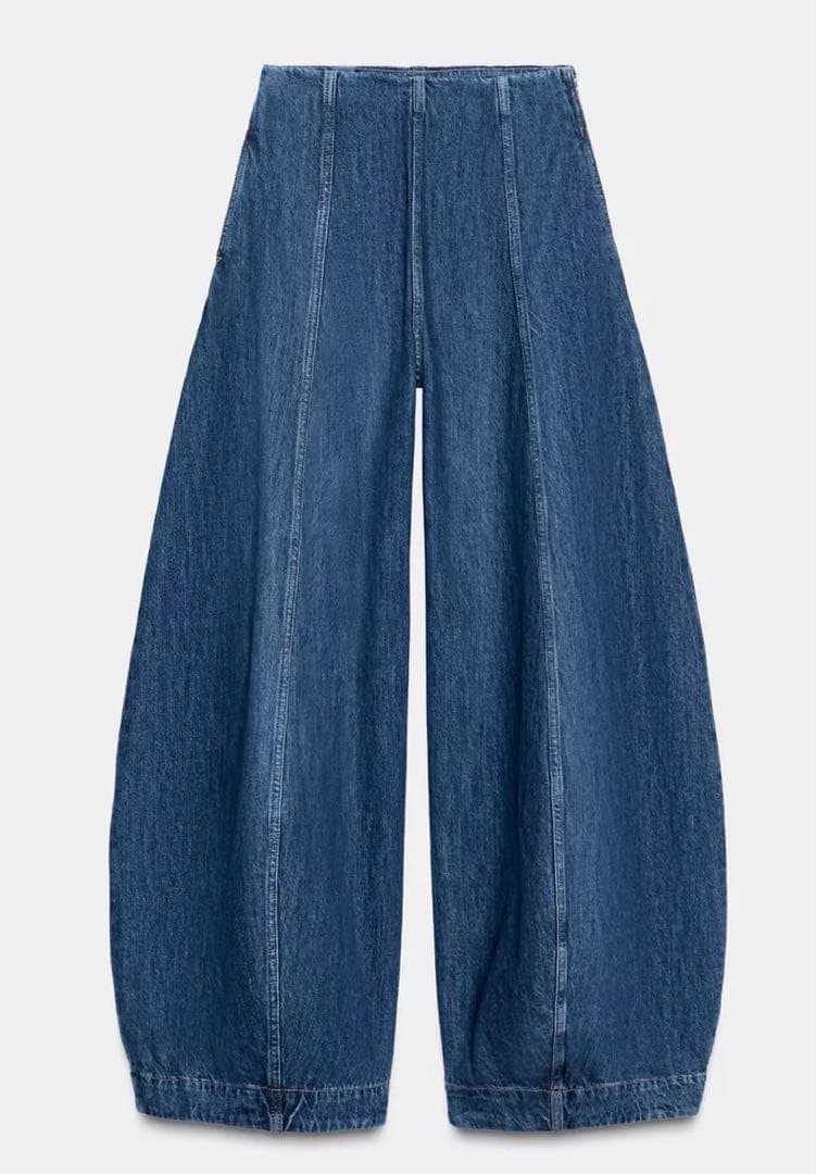 ●ZARA●ザラ●バルーンハイウエストデニムパンツ●34●