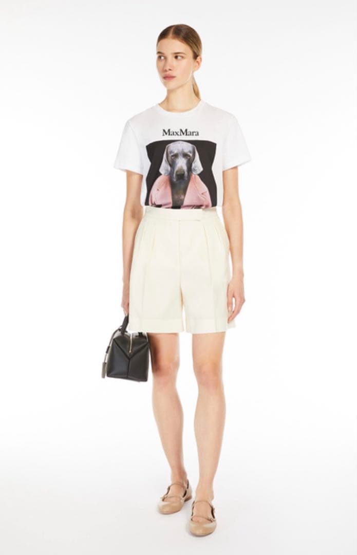 【新品未使用タグ付‼️】MAX MARA 大人気コットン 犬　Tシャツ　ピンク　S