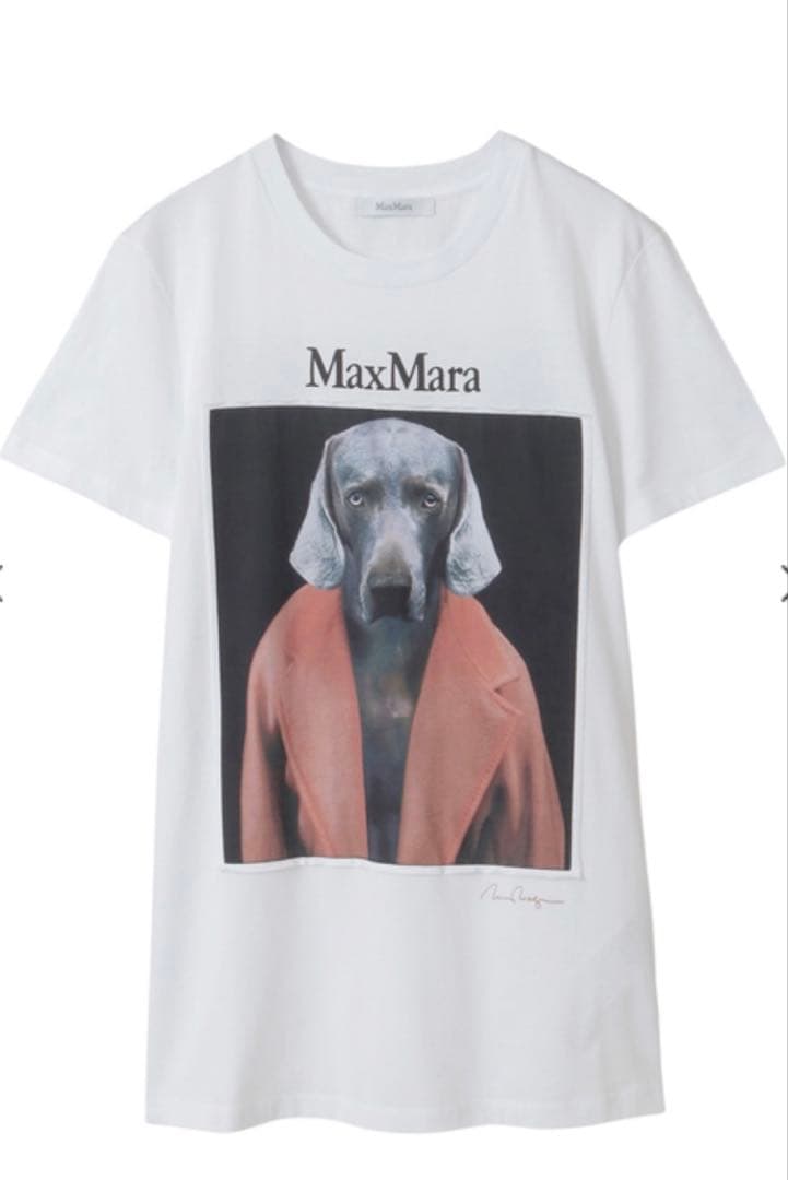 【新品未使用タグ付‼️】MAX MARA 大人気コットン 犬　Tシャツ　ピンク　S