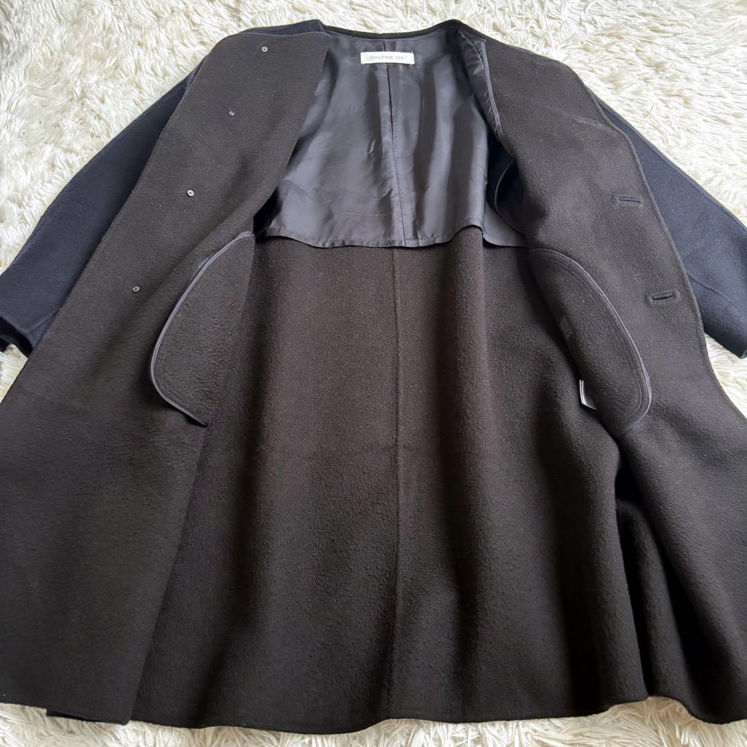 GALERIE VIE ノーカラーコート カシミヤ100％ ブラック S