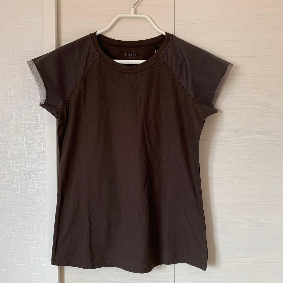 チャコット バレエ ヨガウエア ＊チュールコンビTシャツ＊ ブラウン M 新品❣️