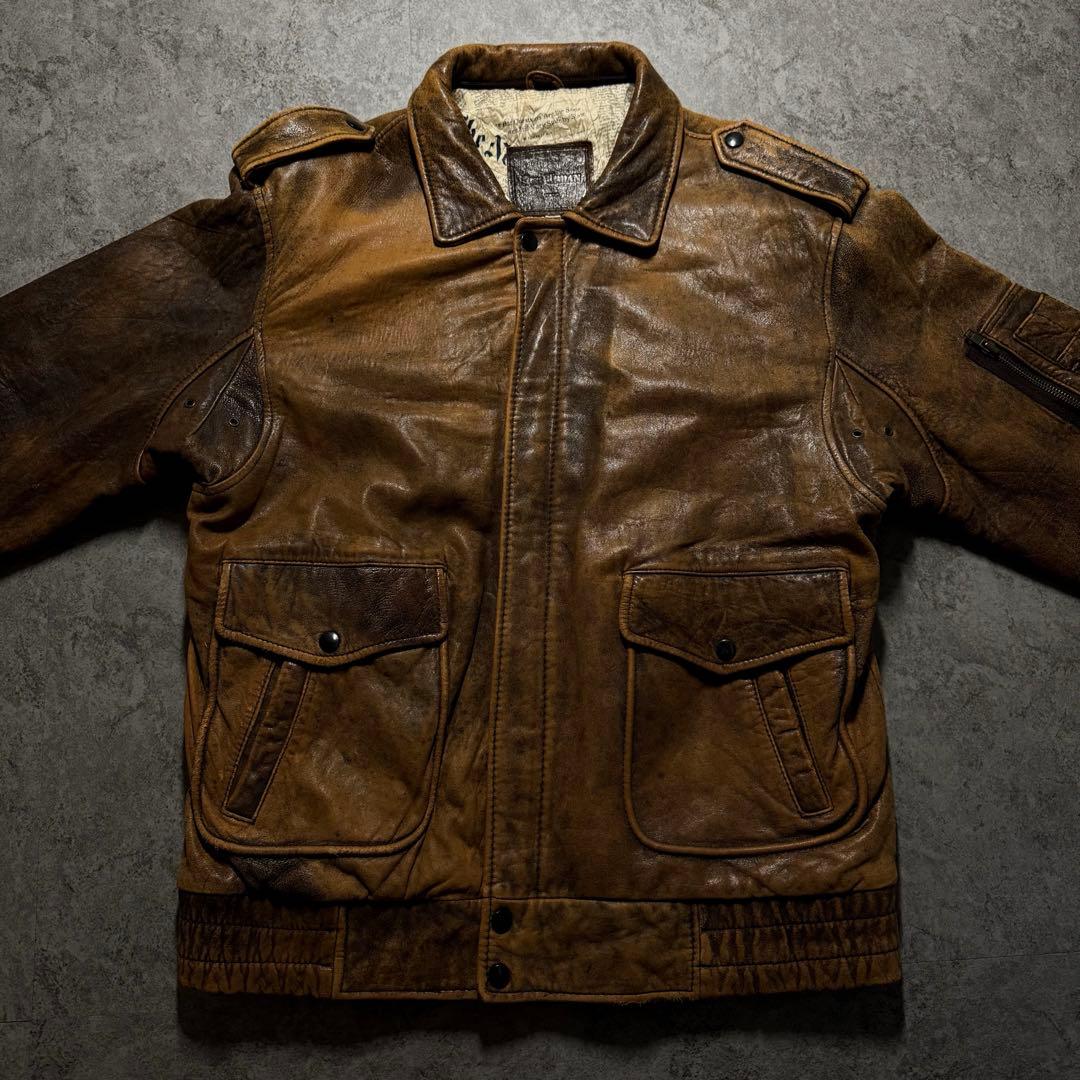 【90s vintage】 A-2 flight leather jacket