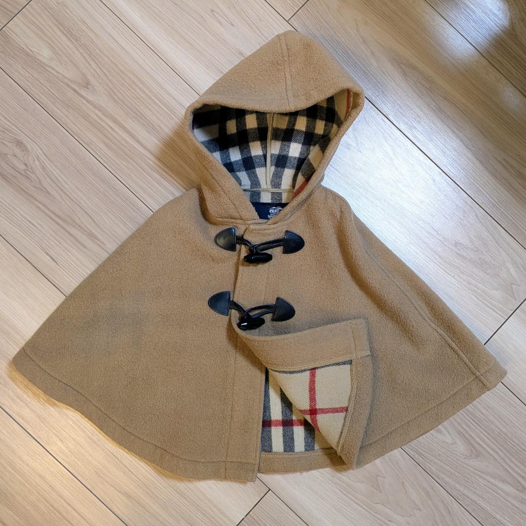 BURBERRY 三陽商会 ポンチョ 90相当 裏地ノバチェック 毛混 ブラウン