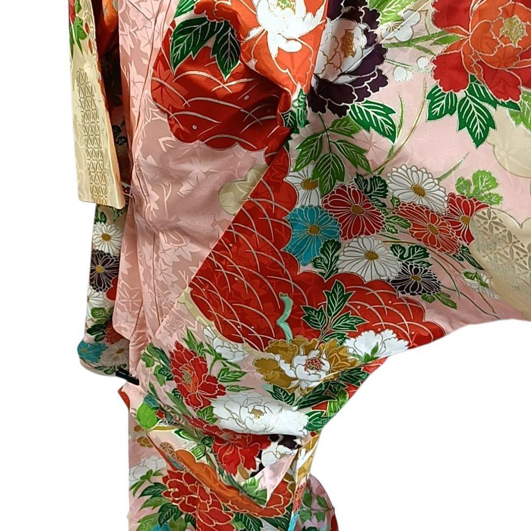 M*a様 W103 着物 袷 振袖 化繊 洗える着物 花 ピンク