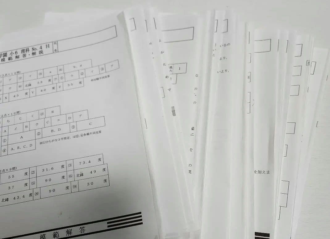 浜学園 小6復習テスト理科2020年度１年分 No4～39解答解説、解答欄付き