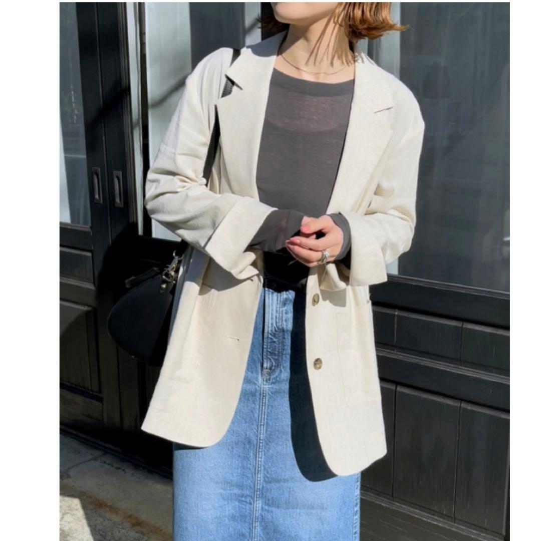 【美品】 スピックアンドスパン レーヨンリネンストレッチルーズジャケット