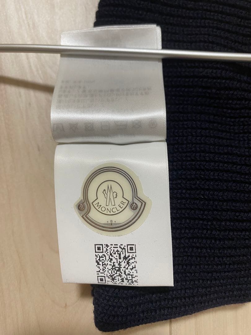 MONCLER ニット帽 ビーニー 濃紺 QR RFID 正規
