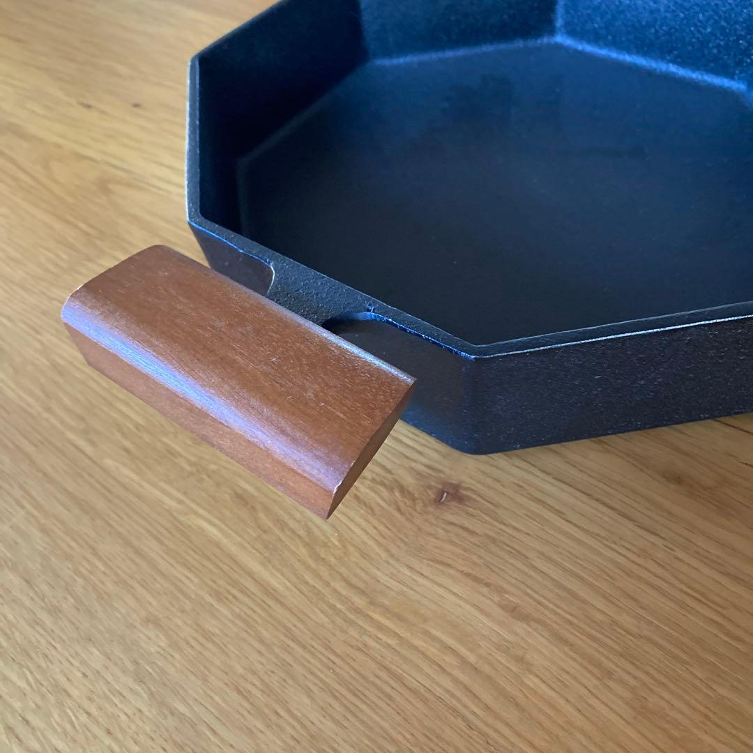 【未使用】南部三厳堂 南部鉄器 すき焼き鍋　モダン　木製ハンドル　希少