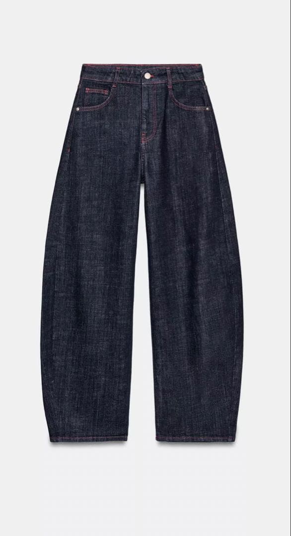 ZARA Z1975 ハイウエストバレルフィットデニムパンツ　EU34 7号