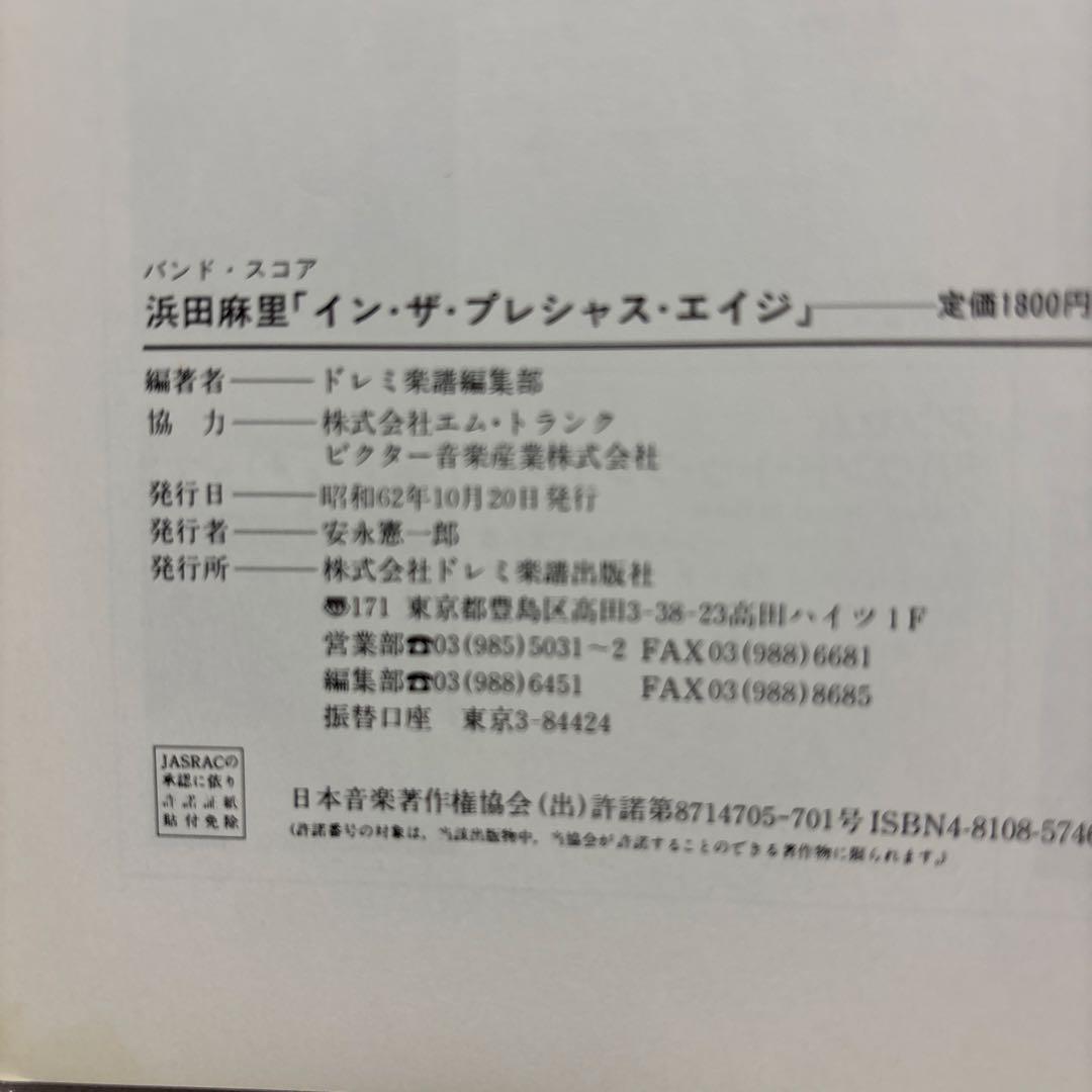 【レア】浜田麻里 IN THE PRECIOUS AGE 楽譜　バンドスコア