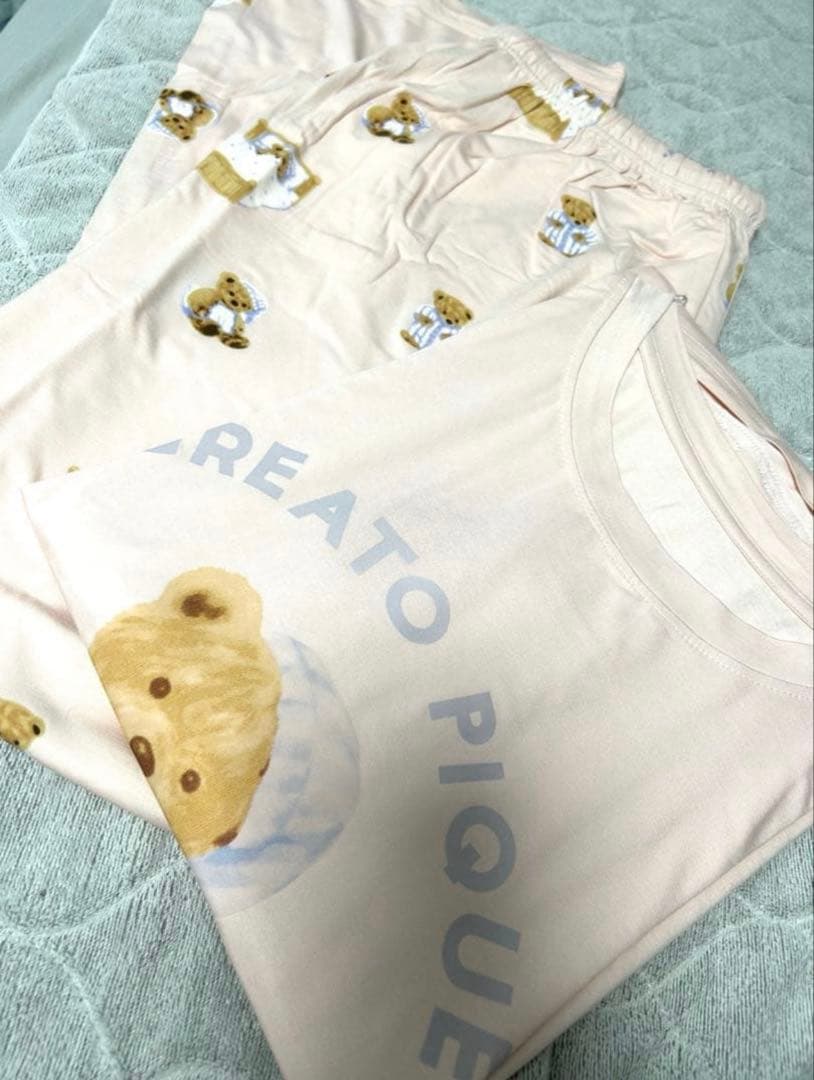 【ジェラピケ】可愛い　お昼寝クマ　新品　ピンク　上下セット パジャマ　長袖