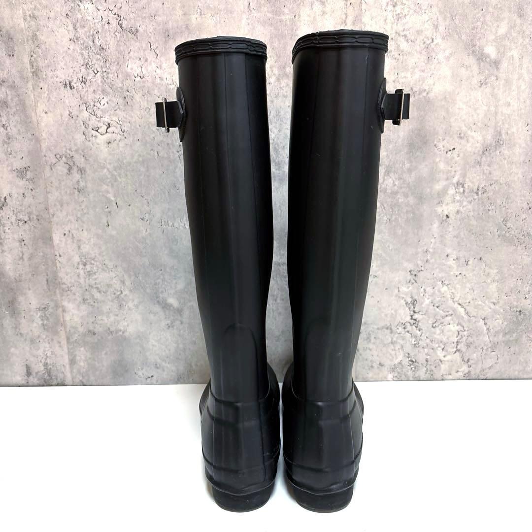 美品【HUNTER】ロング丈レインブーツ 長靴 ブラック 23.5cm UK4