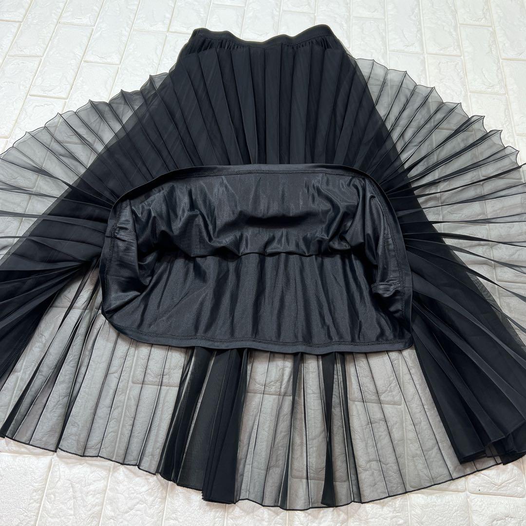 ANAYI アナイ プリーツ チュール ロング スカート 黒 美品 上品