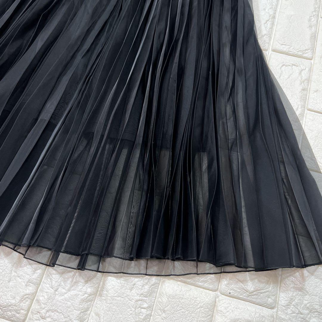 ANAYI アナイ プリーツ チュール ロング スカート 黒 美品 上品