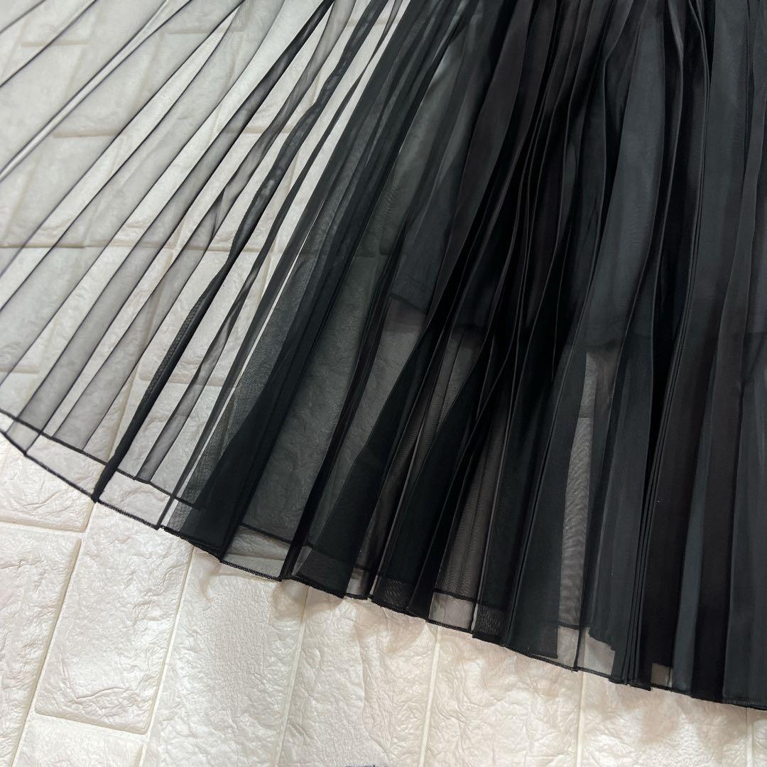 ANAYI アナイ プリーツ チュール ロング スカート 黒 美品 上品
