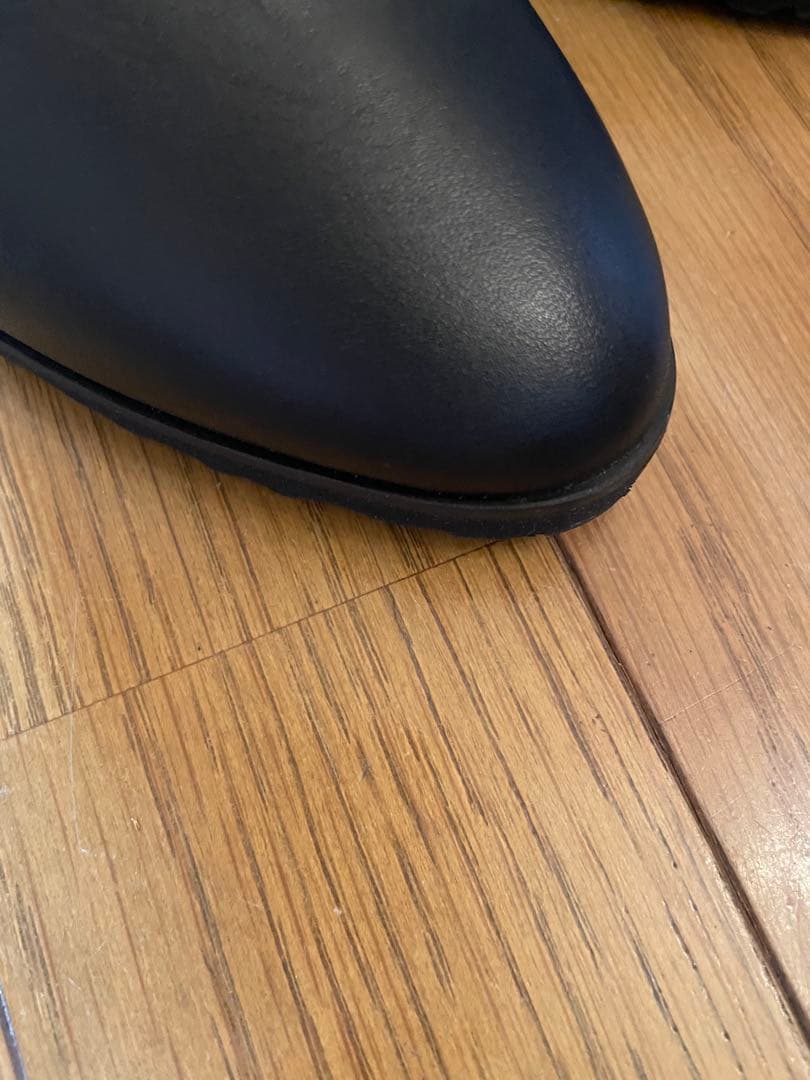 美品　銀座カネマツ　黒 レザー アンクルブーツ ヒール9cm