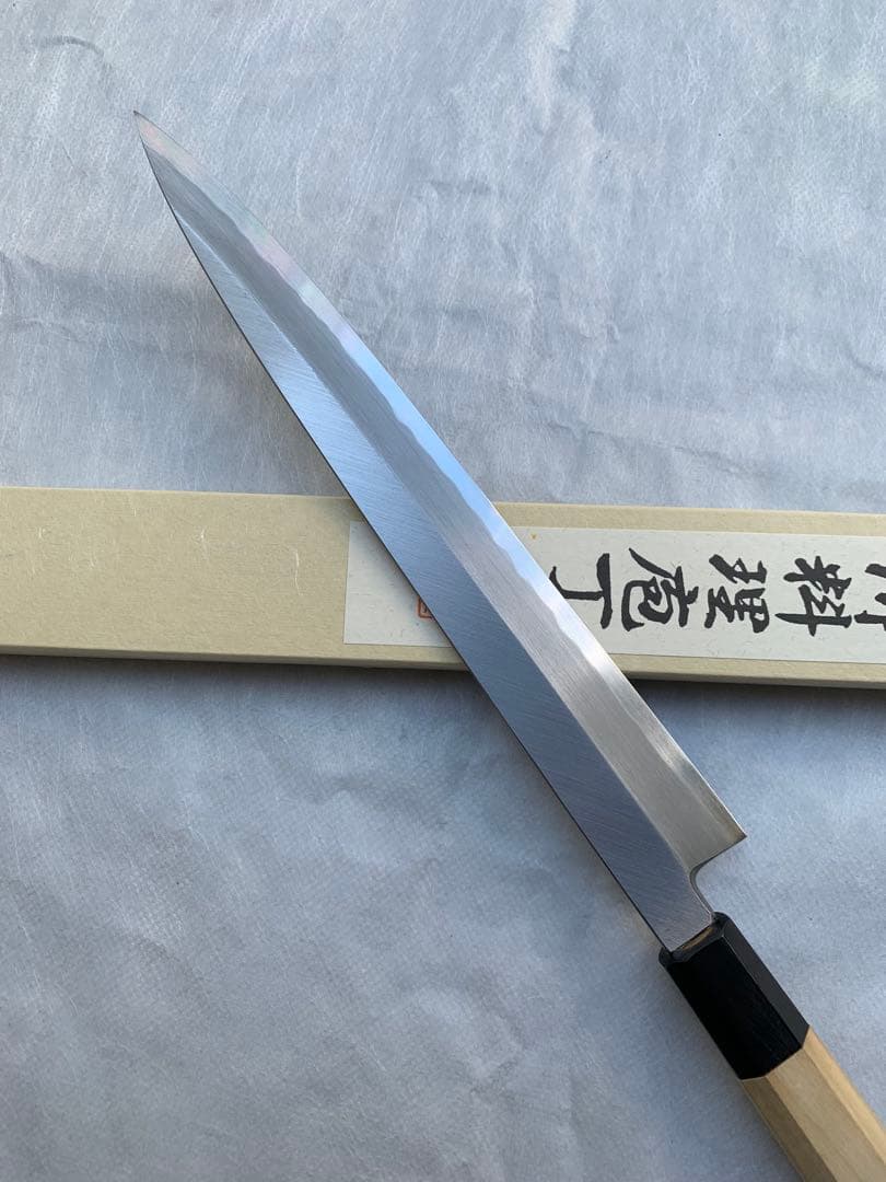 刺身 柳刃　包丁　安来白鋼　9寸　水牛八角柄