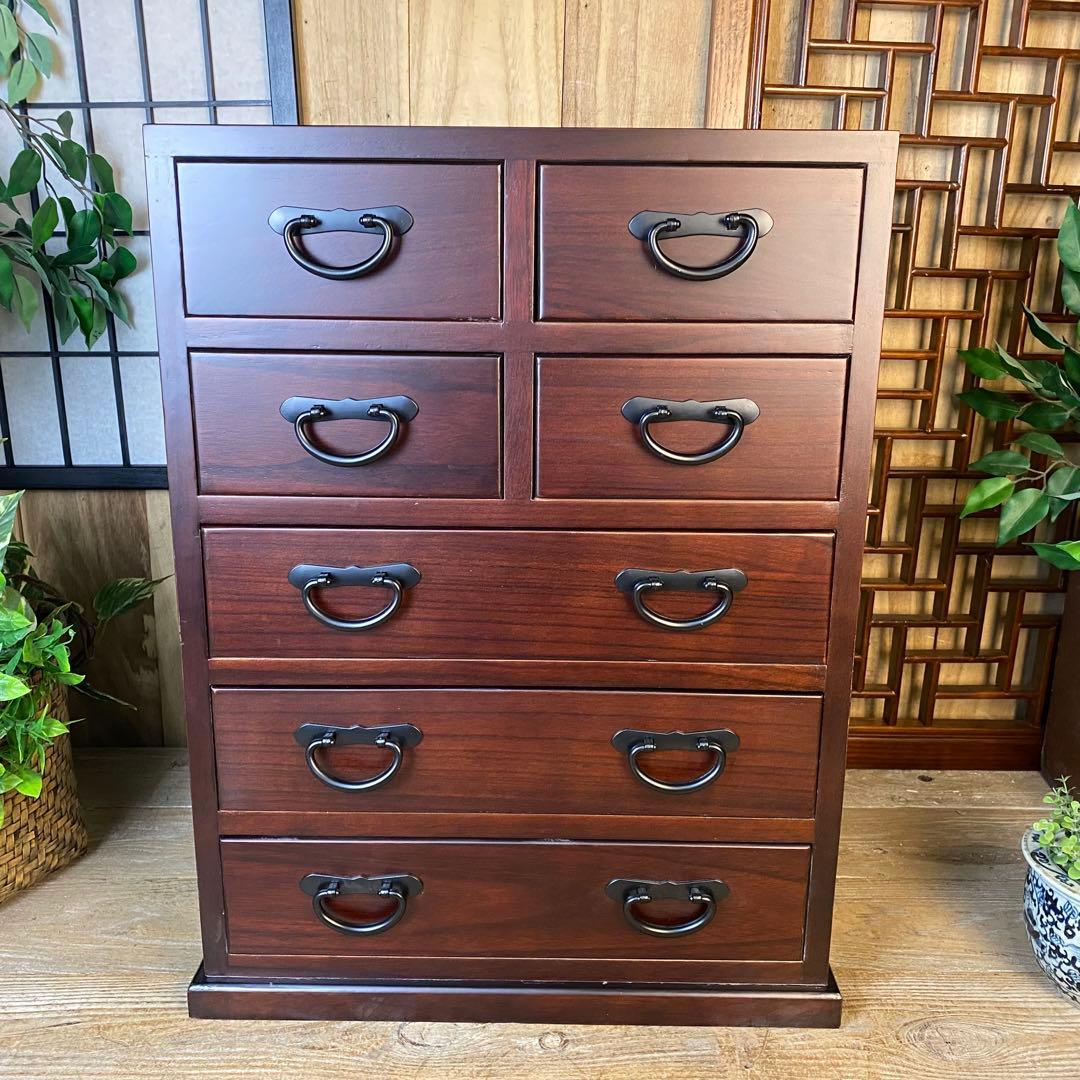訳あり品！【134】民芸家具桐材多引き出しチェストタンスD48㎝×65㎝完成品