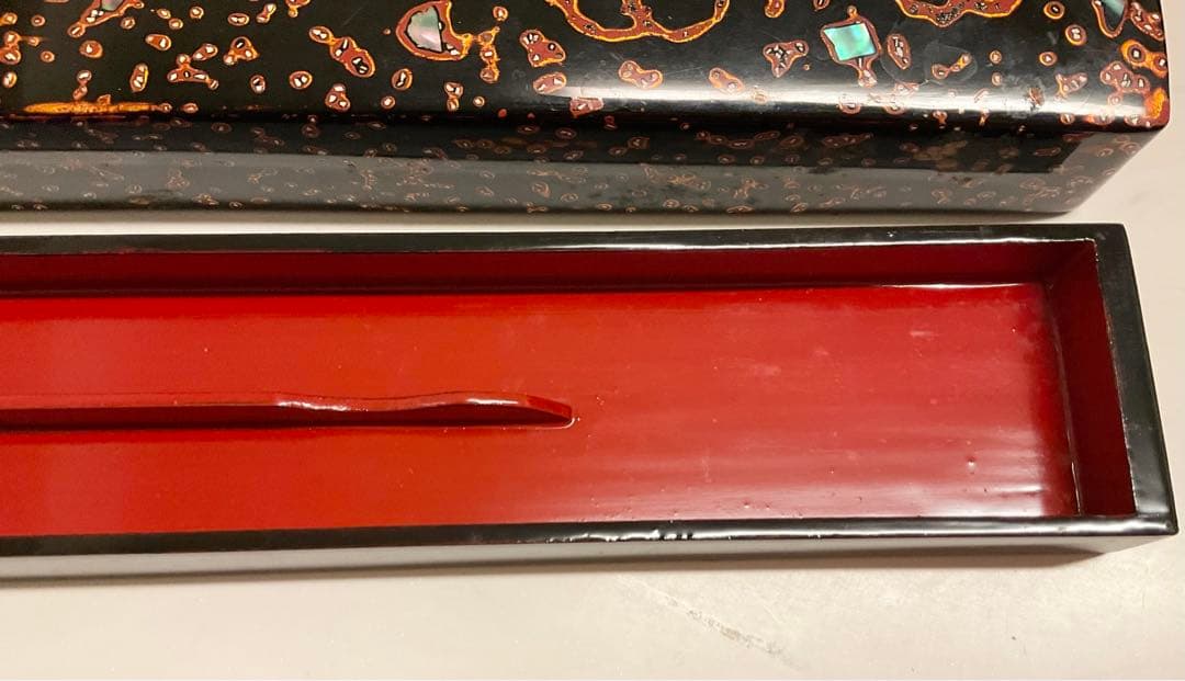 再お値下げ　美品　福井県　若狭塗　箸箱　2膳用　木製本漆　伝統工芸　螺鈿　蒔絵