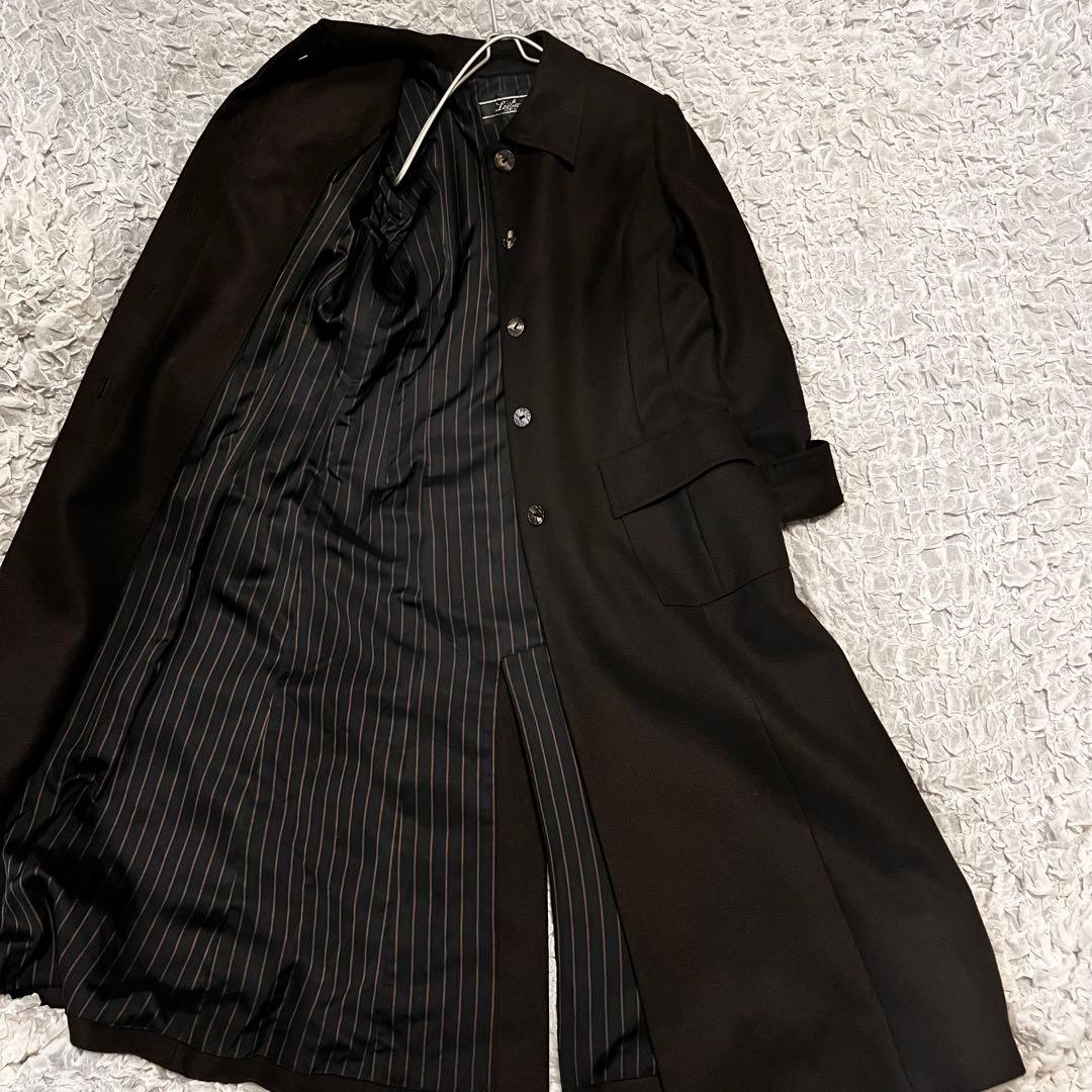 美品【レリアンLeilian】アンゴラ 混 ロングコート 焦げ茶 ブラウン