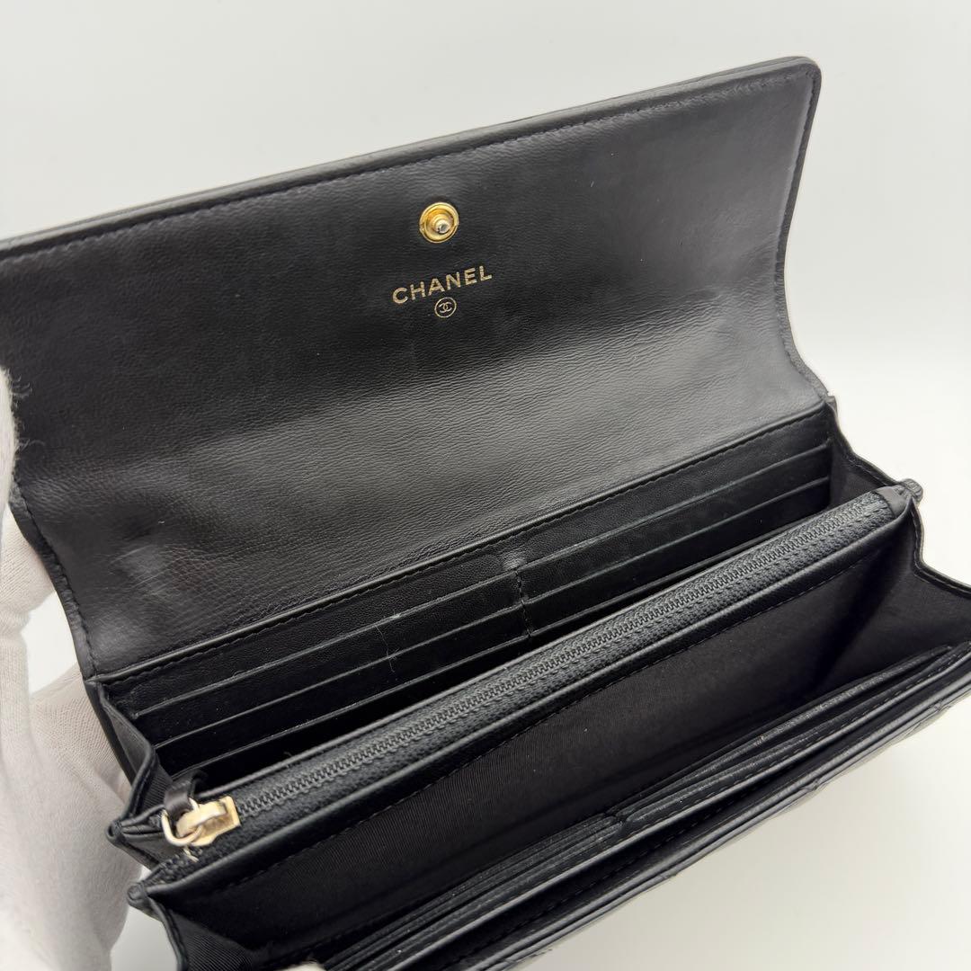 CHANEL シャネル 長財布￼ ボーイシャネル マトラッセ ゴールド金具 美品