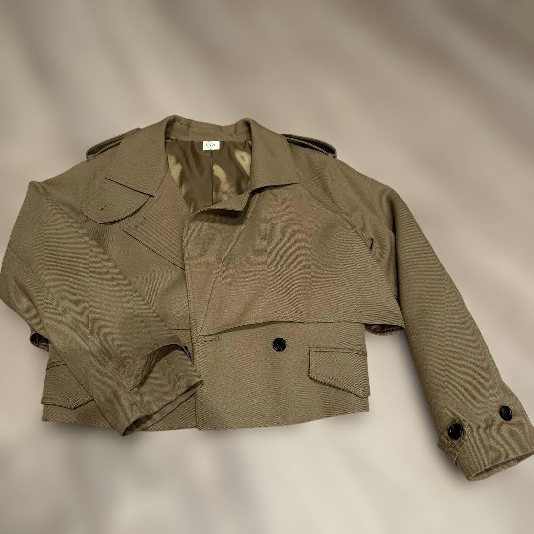 L’or Cropped Trench Jacket Black キャメル