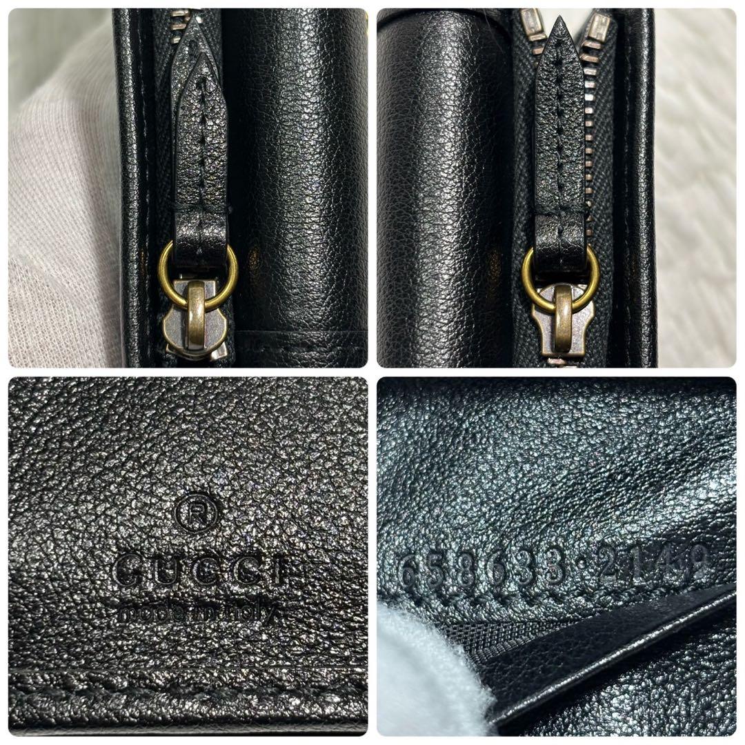 ✨極美品/付属品完備✨ グッチ 三つ折り財布 バンブー マーモント ダイアナ 黒