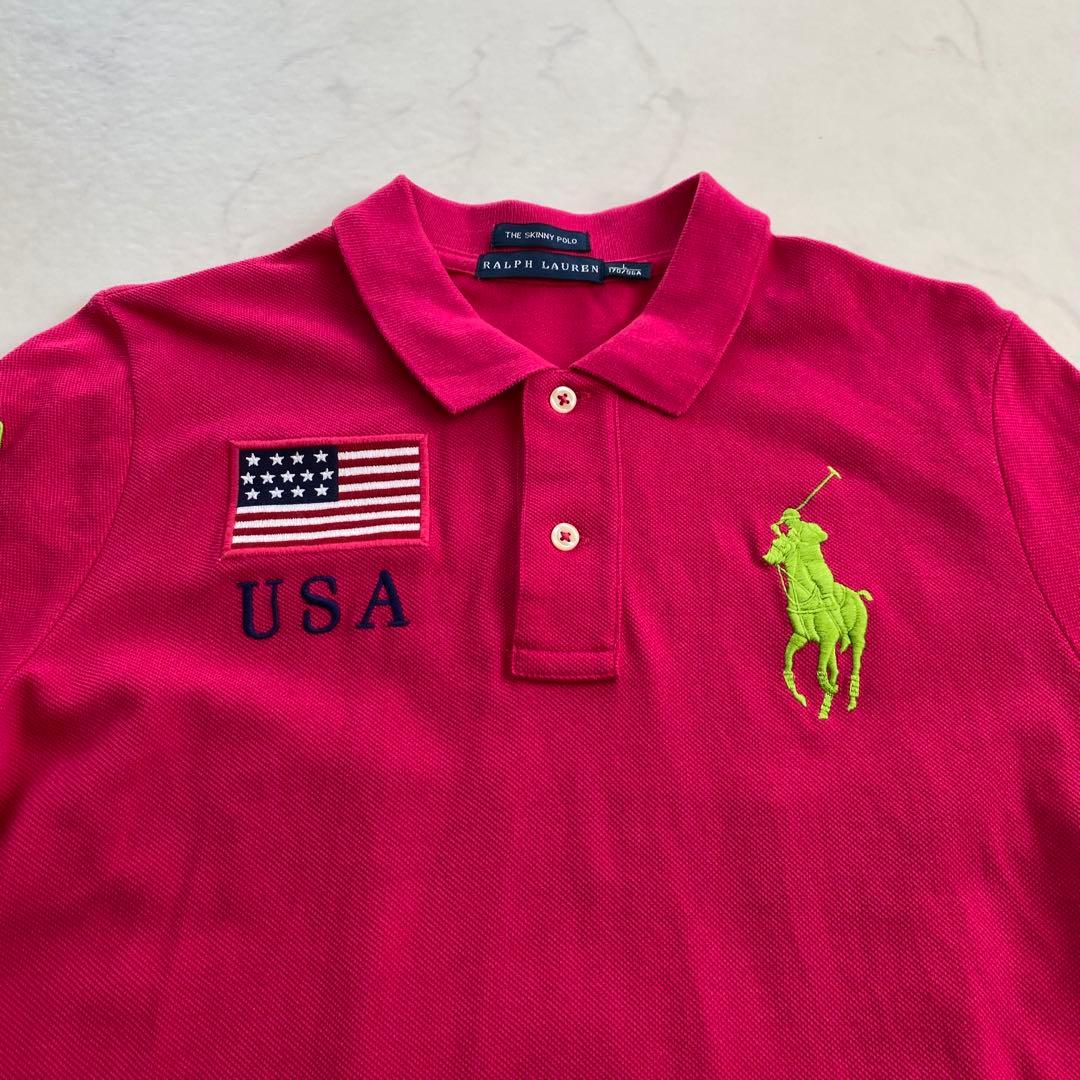 美品★ラルフローレン 半袖ポロシャツ ビッグポニー ピンク USA L
