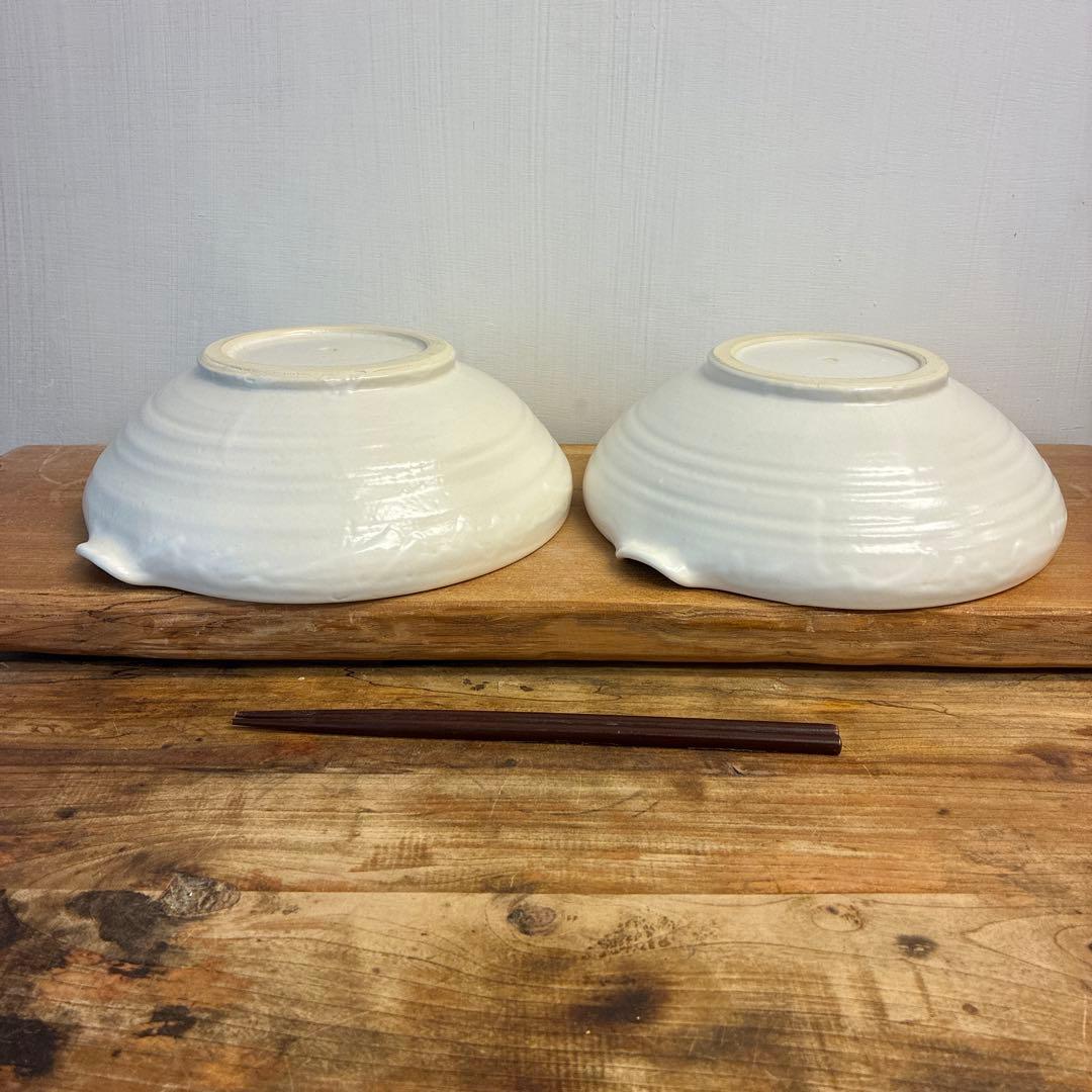 新品　陶器　陶芸作家　不揃い片口鉢大サイズ2個　464