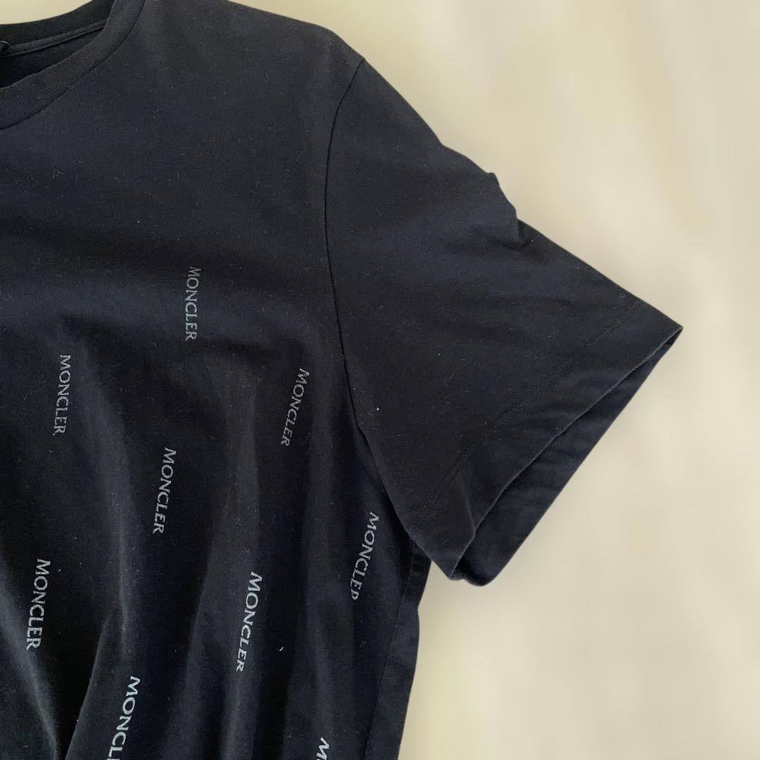 メンズ MONCLER ロゴプリント 半袖 Tシャツ 黒 トルコ製 Mサイズ