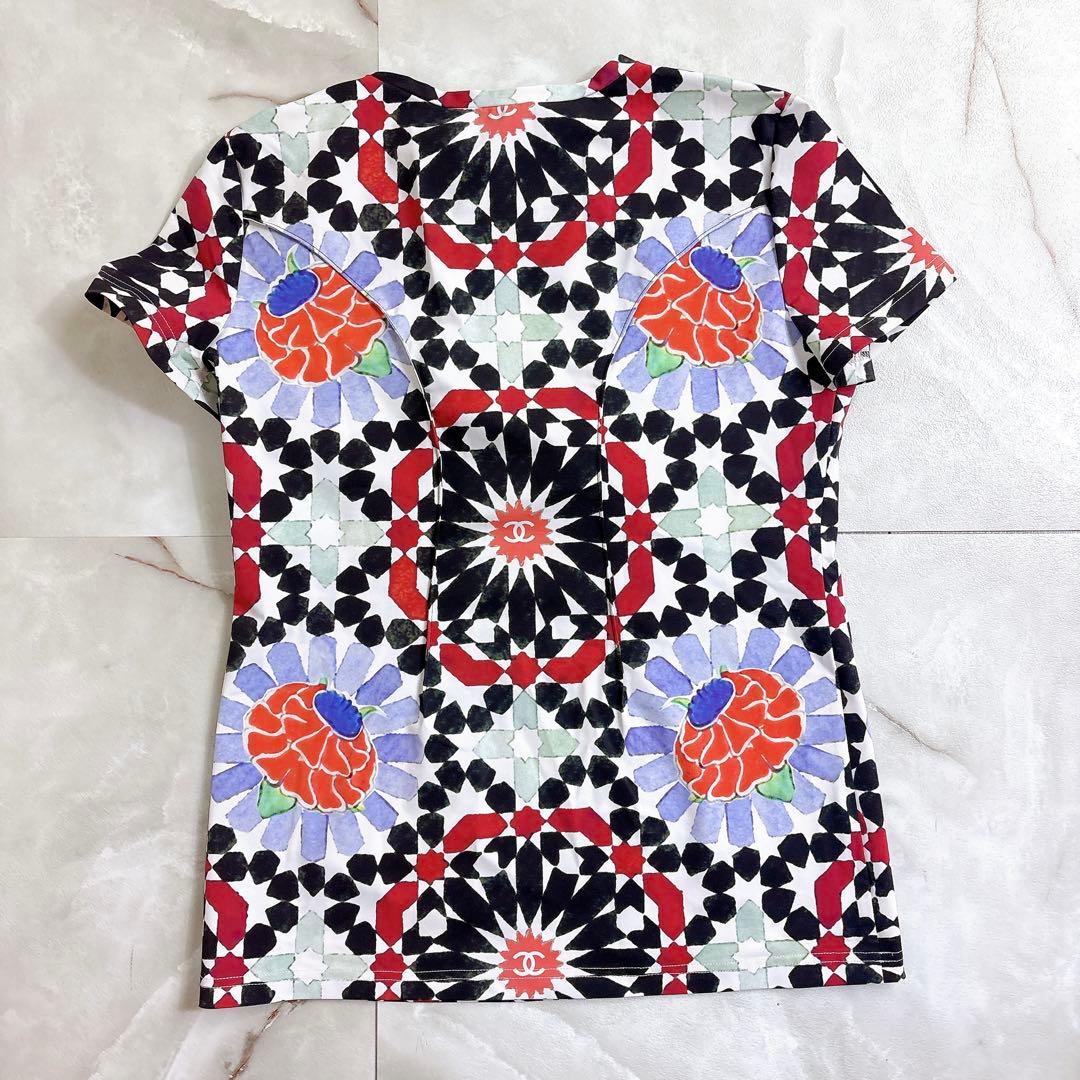 美品　シャネル　ココマーク　総柄　ナイロン　Tシャツ　シャツ　サイズ38