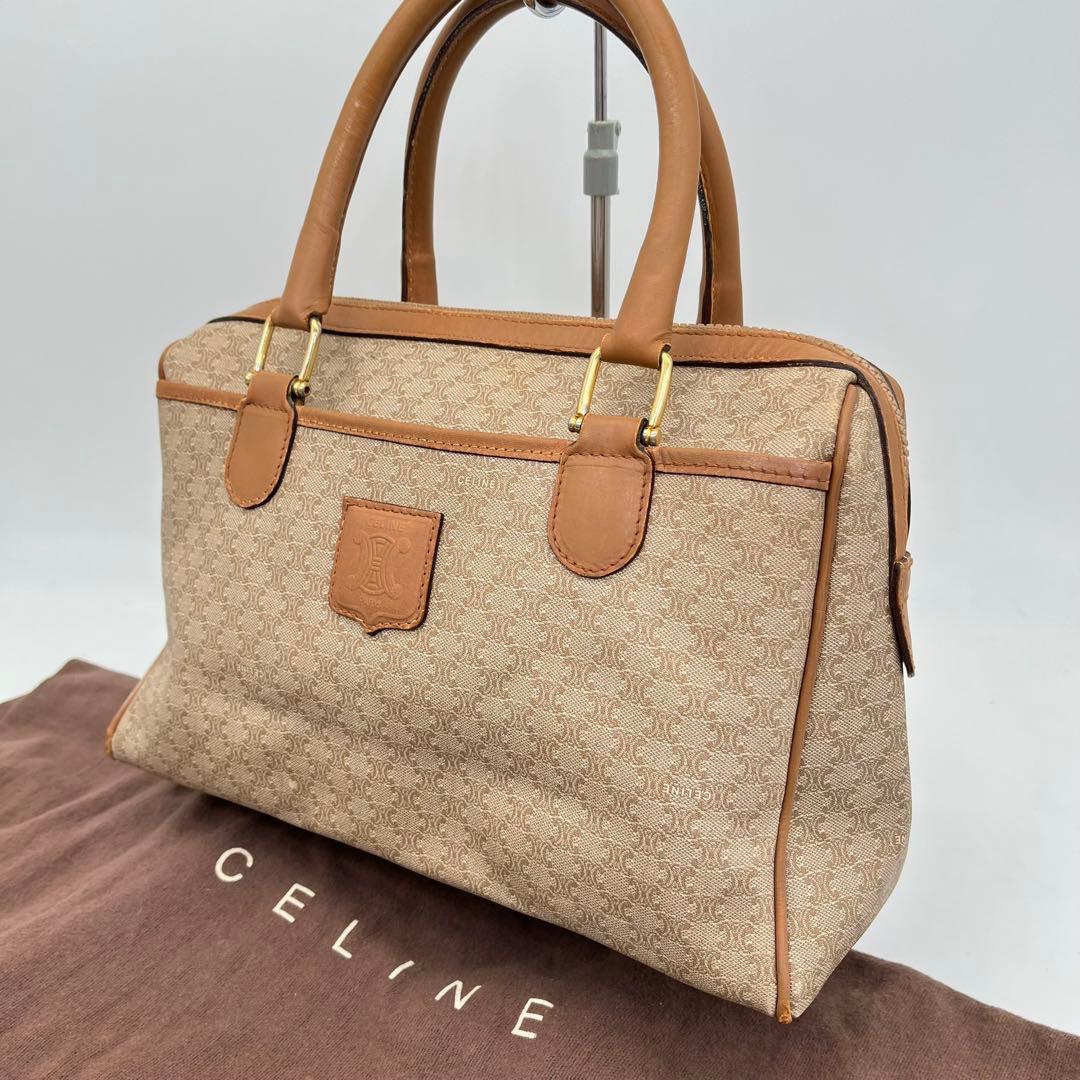 CELINE ハンドバッグ ミニボストン ホワイトマカダム柄 トリオンフ PVC