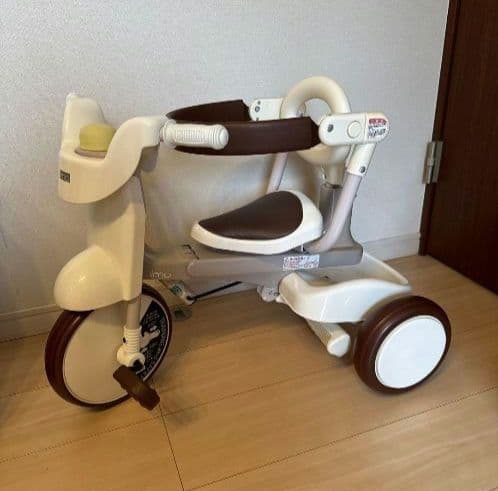 iimo イーモ 三輪車 #02 押し棒付き ホワイト 折りたたみ 子供用