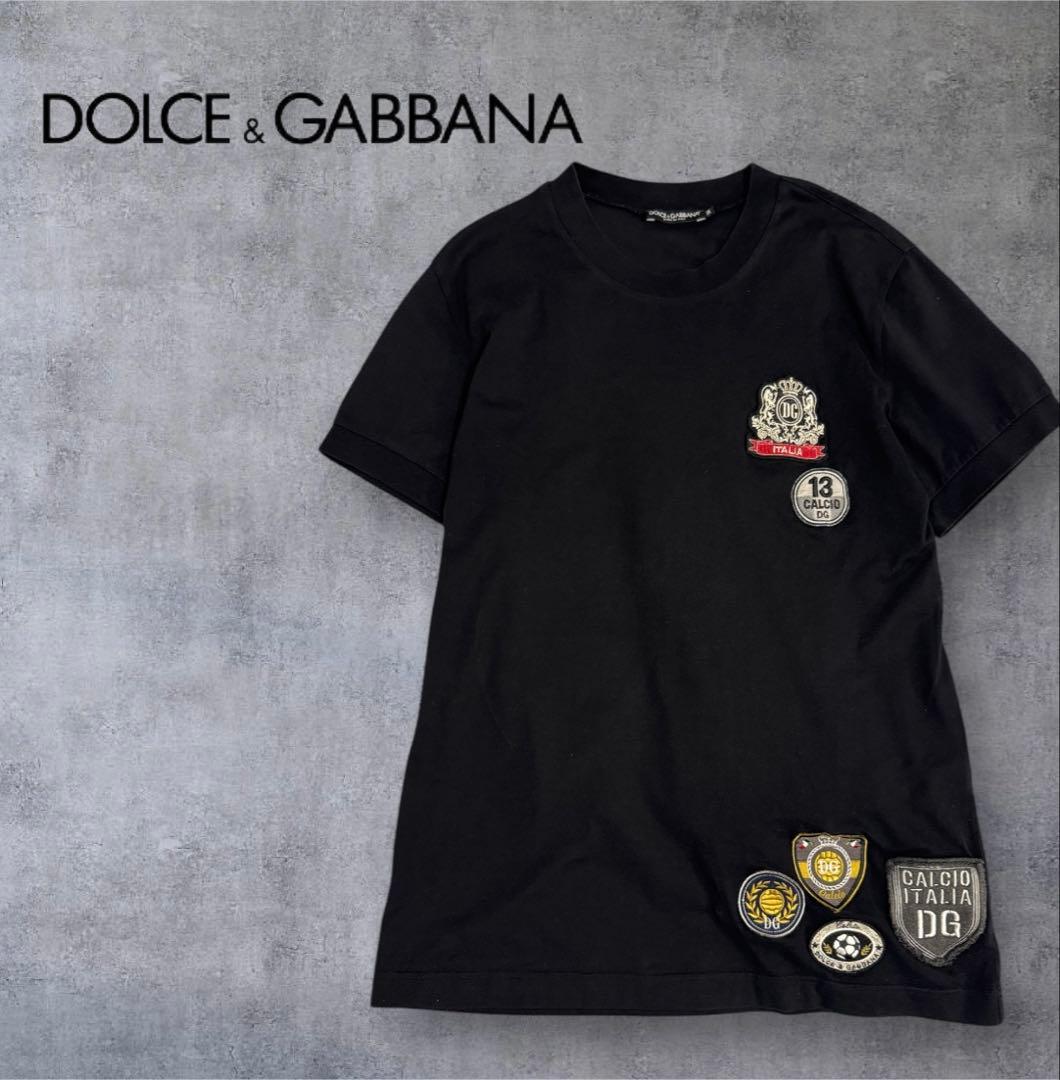 【希少サイズ】DOLCE&GABBANA イタリア製 ワッペンTシャツ 黒54