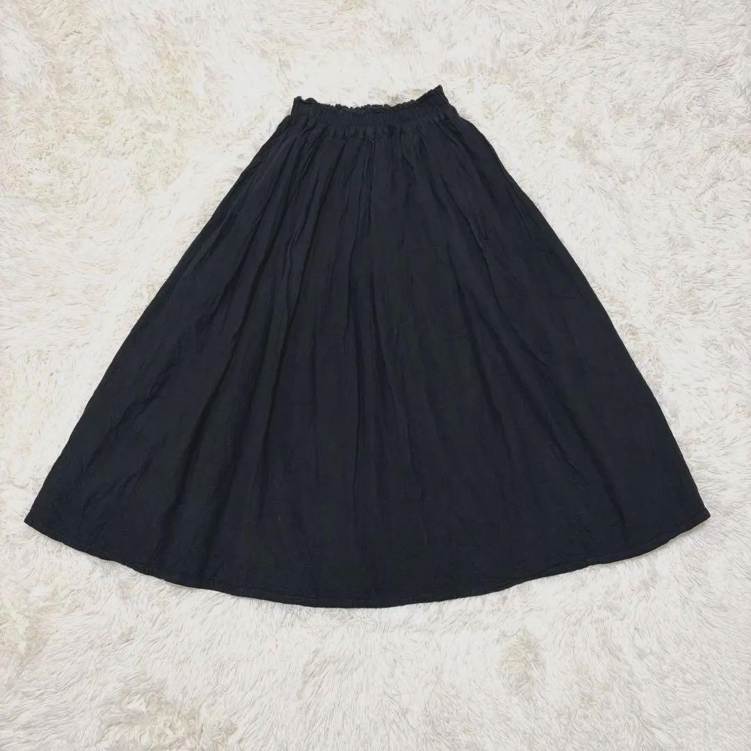 美品　ヂェン先生の日常着　厚地ロングスカート　ブラック　クラスカ　黒