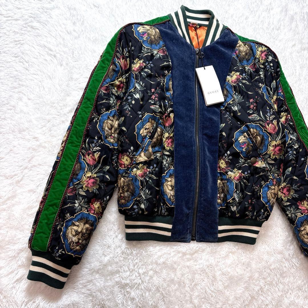 タグ付き GUCCI グッチ ジャケット フローラル 総柄 ライオン ブルゾン