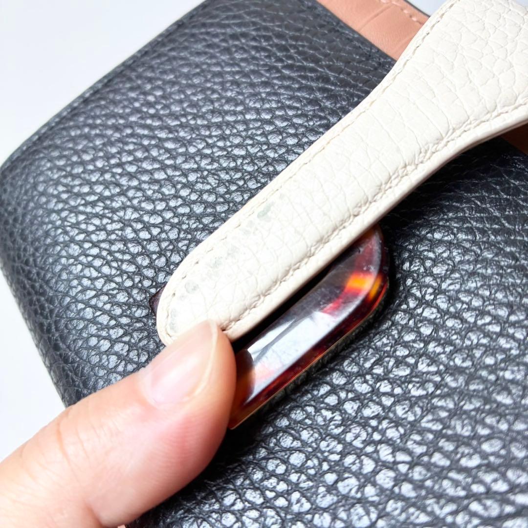 【極美品】FURLA 二つ折り財布 ソフィア グレイニー べっ甲 黒 レザー