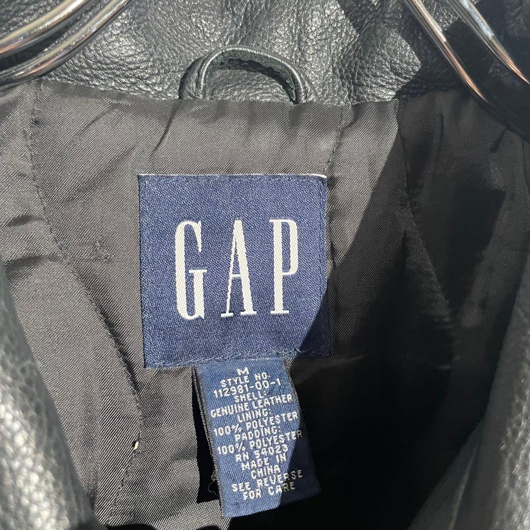 90s GAP レザーカーコート　ブラック　M 美品