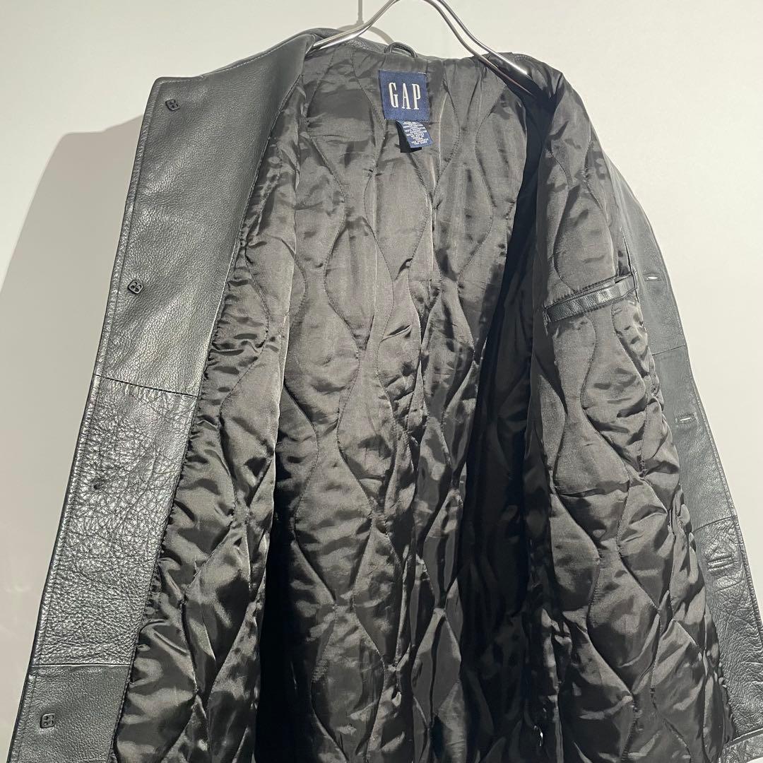 90s GAP レザーカーコート　ブラック　M 美品