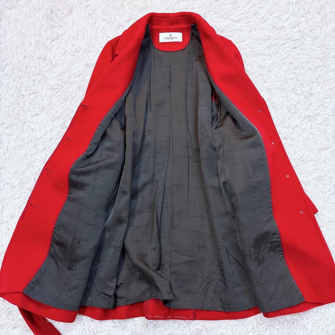 希少【未使用級極美品】モラビト ベルテッドロングコート 比翼 バックタック 40