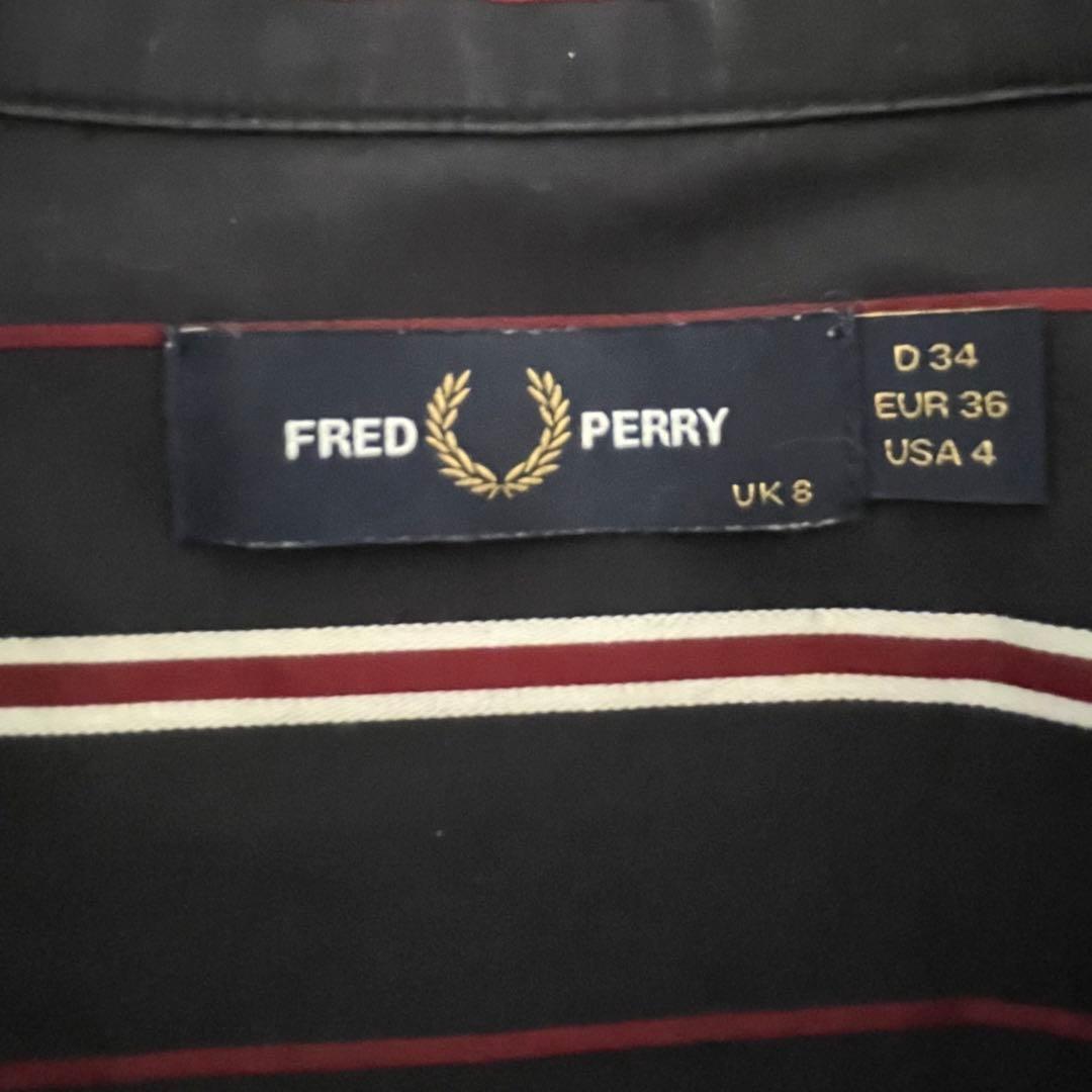 FRED PERRY フレッドペリー ストライプシャツドレス　ワンピース　紺
