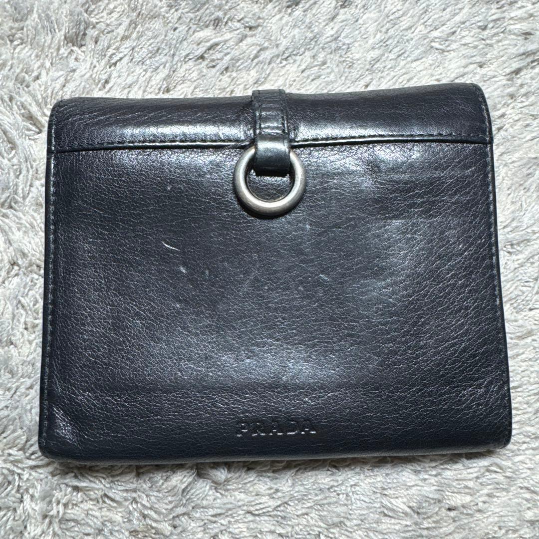 PRADA プラダ 三つ折り財布 レザー 本革 ブラック