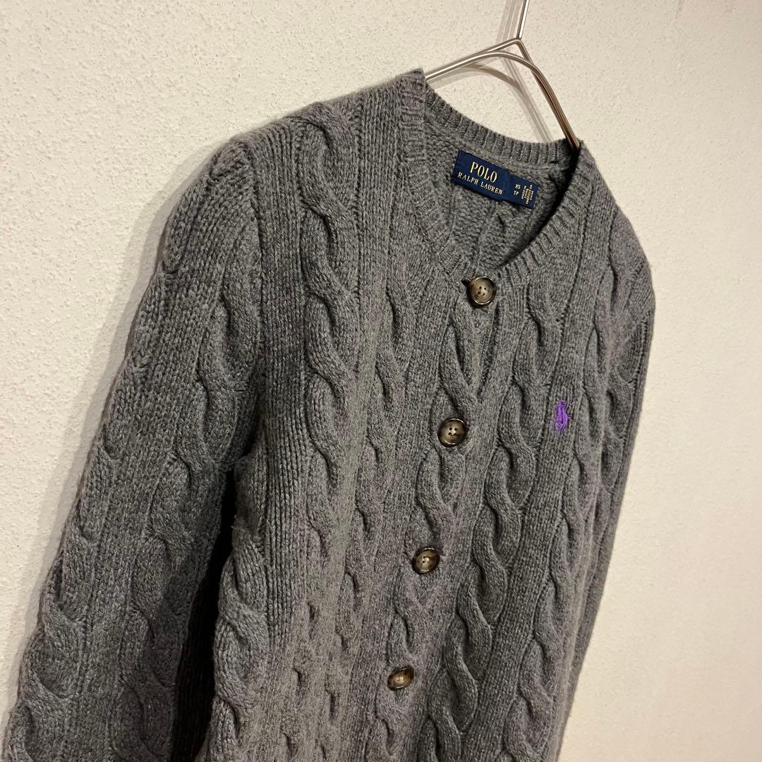 【美品】Polo Ralph Lauren ポニー刺繍 丸襟 カーディガン