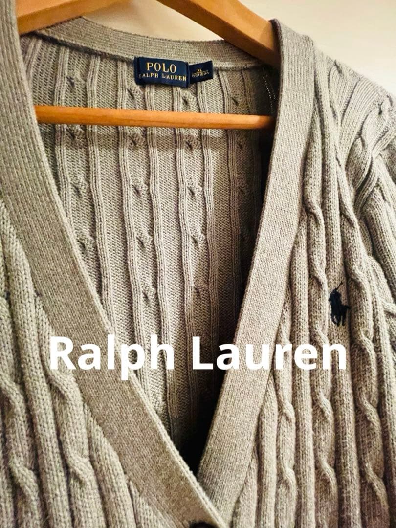 美品・現行タグ【POLO Ralph Lauren】ケーブルカーディガン　グレー