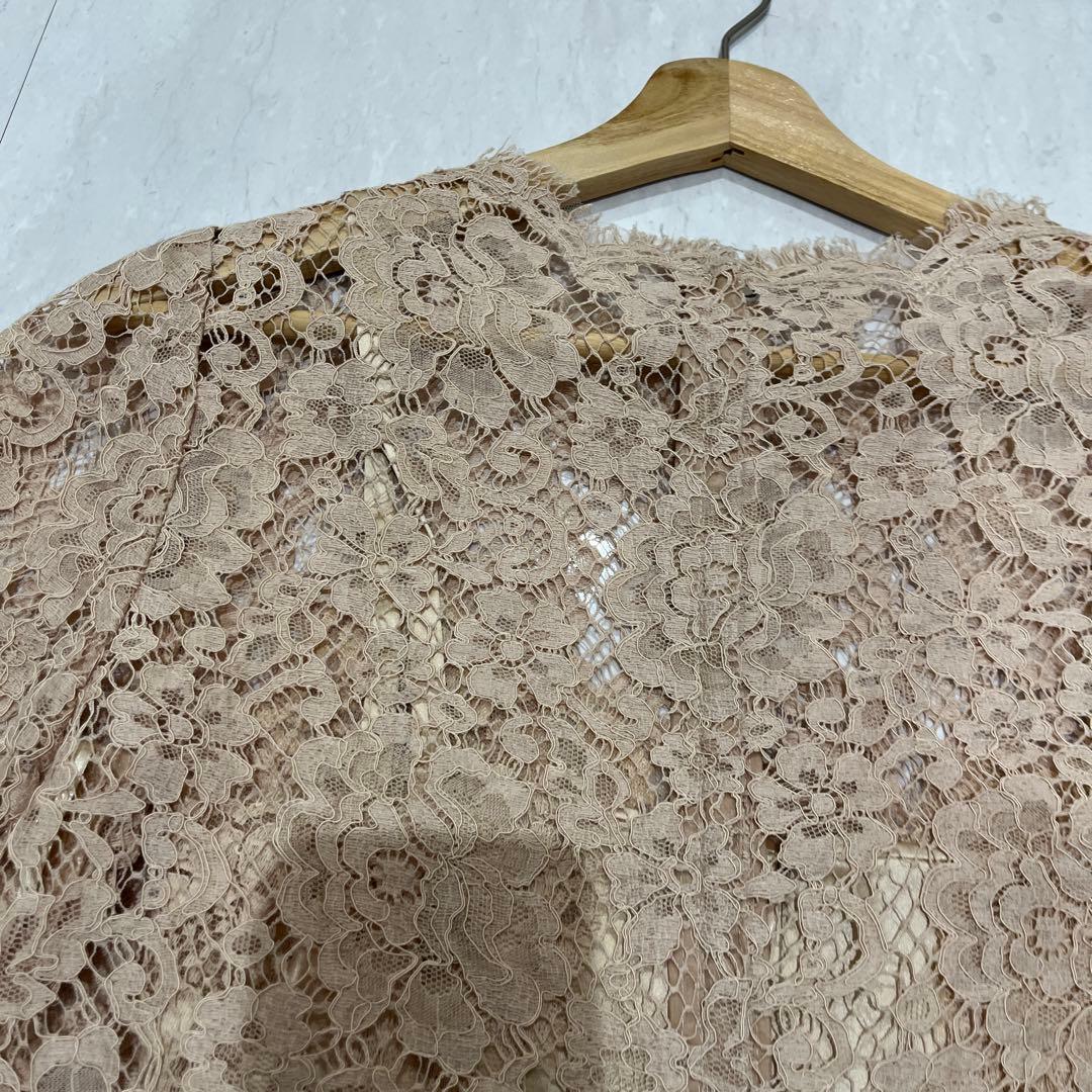 Mimi さん専用　ドルガバ　44 ベージュ フラワーレース 長袖 ワンピース